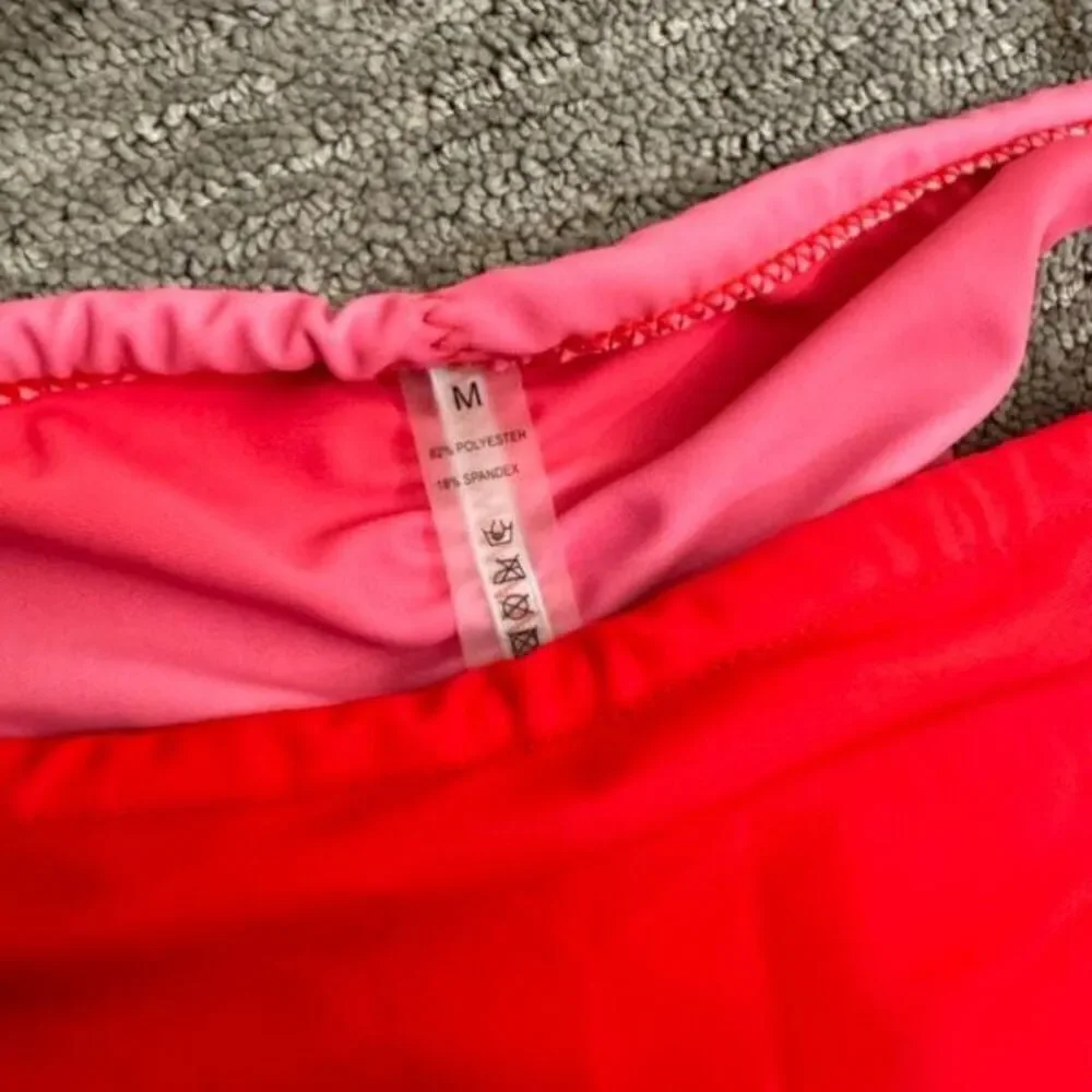 Womens Ombre Hot Light Pink Triangle Bikini High Waisted Medium NWOT